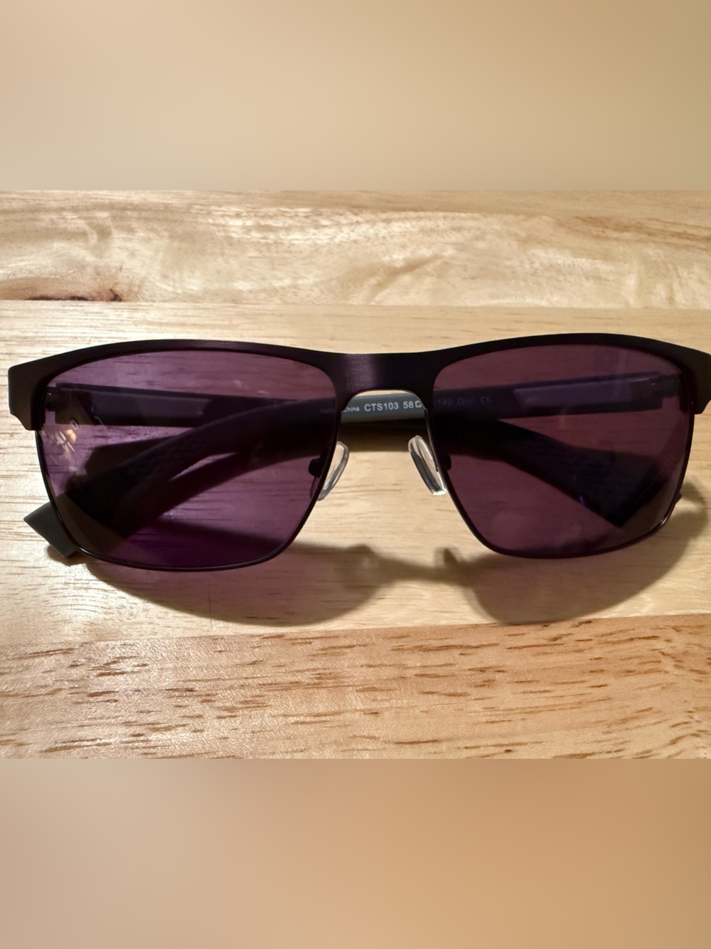 Men's Modern Black Frame Sunglasses with Dark Purple Lenses